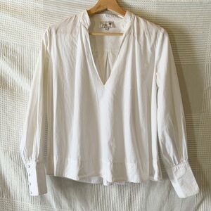 Elegant White V-Neck Blouse